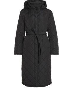 Vila Kante Quilted Long Coat Black