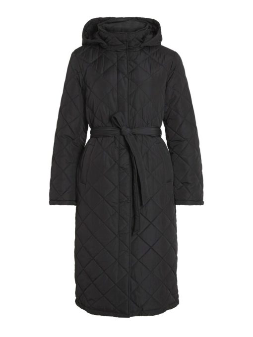Vila Kante Quilted Long Coat Black