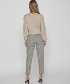 Vila Varone Pattern Slim Pant Brown Lentil