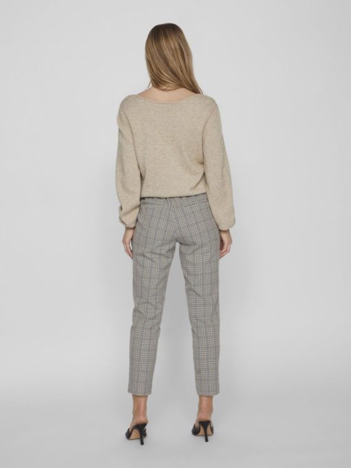 Vila Varone Pattern Slim Pant Brown Lentil