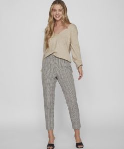 Vila Varone Pattern Slim Pant Brown Lentil