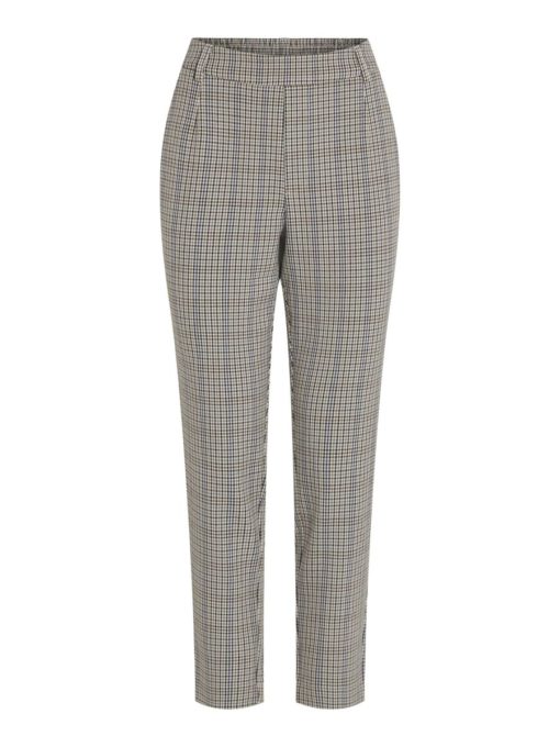 Vila Varone Pattern Slim Pant Brown Lentil