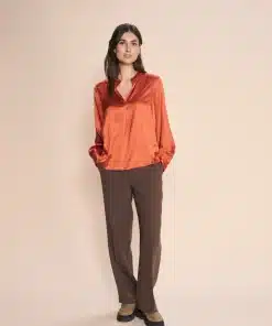 Mos Mosh Enfa Satin Blouse Burnt Ochre