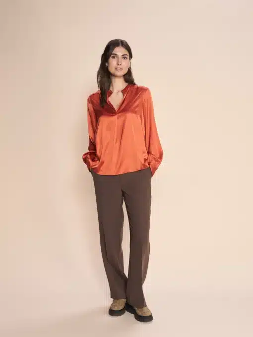 Mos Mosh Enfa Satin Blouse Burnt Ochre