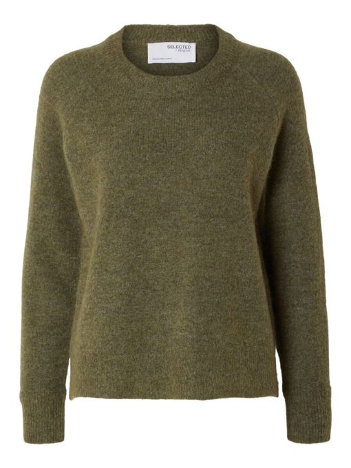 Selected Femme Lulu O-neck Knit Dusky Green