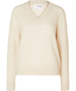 Selected Femme Maline V-Neck Knit Birch