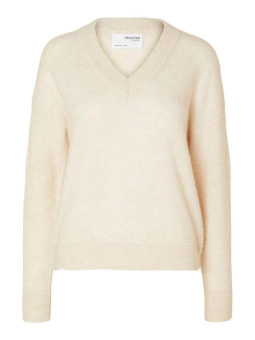 Selected Femme Maline V-Neck Knit Birch