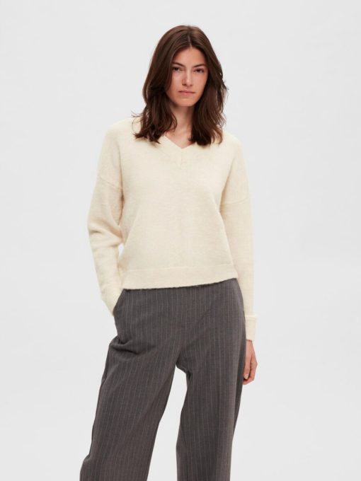 Selected Femme Maline V-Neck Knit Birch