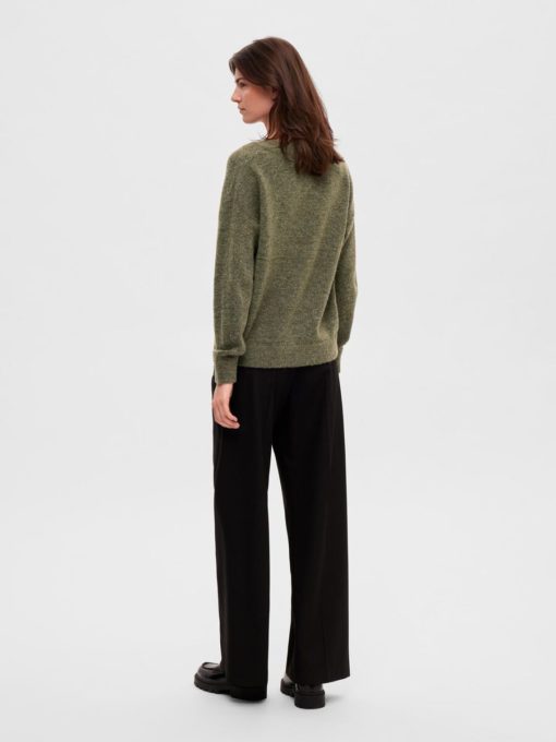 Selected Femme Maline V-neck Knit Dusky Green
