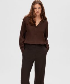 Selected Femme Maribell Satin Top Java