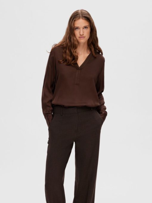 Selected Femme Maribell Satin Top Java