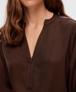 Selected Femme Maribell Satin Top Java