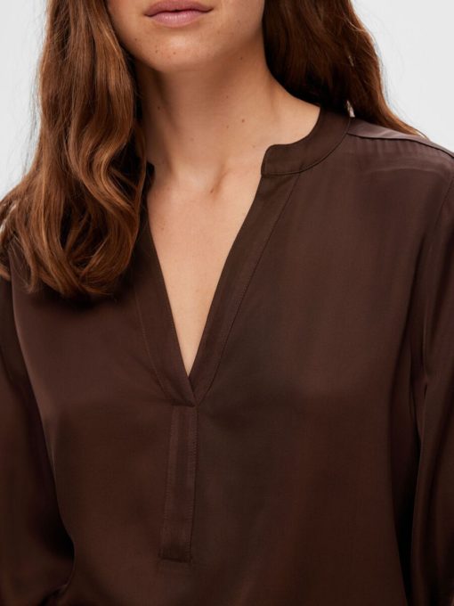 Selected Femme Maribell Satin Top Java