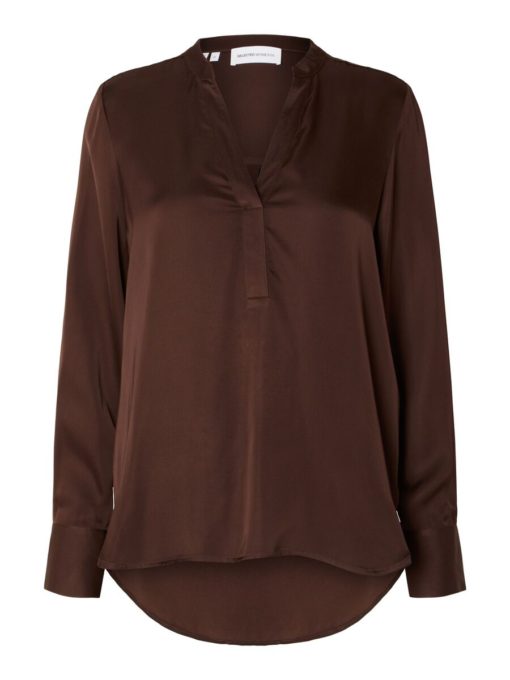 Selected Femme Maribell Satin Top Java