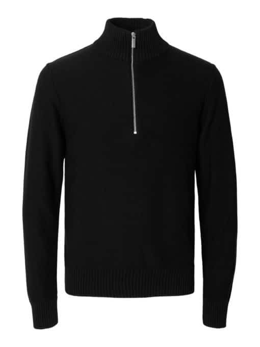 Selected Homme Axel Half Zip Knit Black