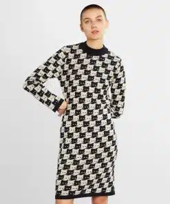 Dedicated Dress Lo Pepita Cats Oat White