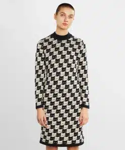 Dedicated Dress Lo Pepita Cats Oat White