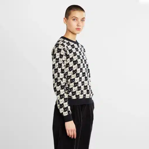 Dedicated Sweater Arendal Pepita Cats Oat White