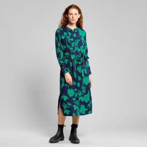 Dedicated Shirt Dress Falsterbo Duotone Floral Green