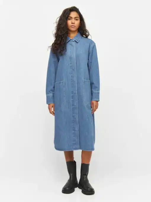 Knowledge Cotton Apparel Denim Shirt Dress Vintage Indigo