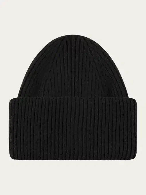 Knowledge Cotton Apparel Big Rib Beanie Black Jet