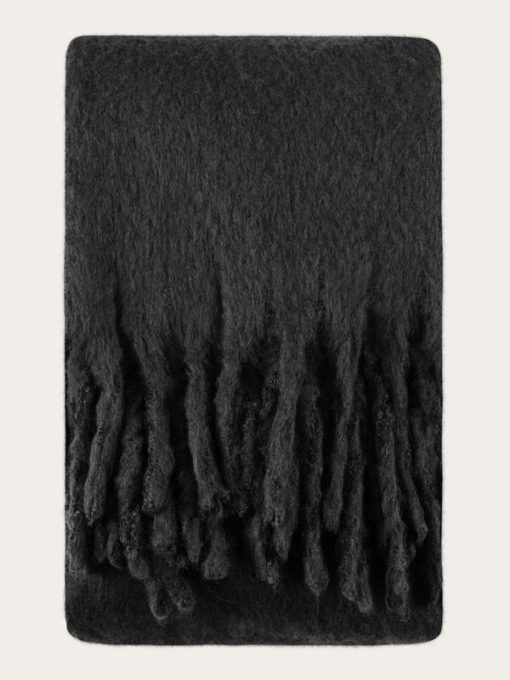 Knowledge Cotton Apparel Solid Scarf Black Jet