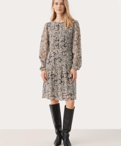 Part Two Cirkeline Dress Black Leaf Print