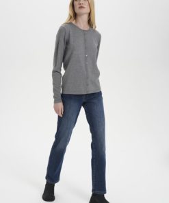 Saint Tropez Milasz Knitted Cardigan Mist Grey Melange