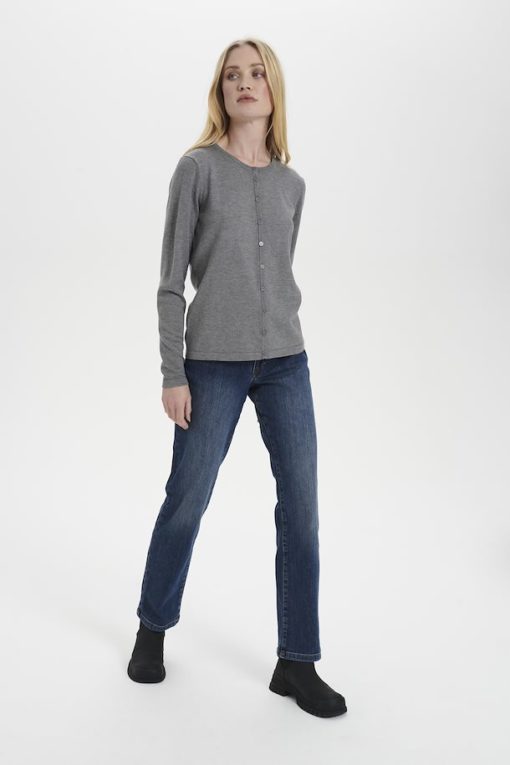 Saint Tropez Milasz Knitted Cardigan Mist Grey Melange