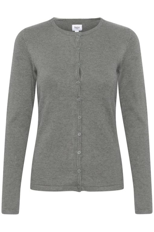 Saint Tropez Milasz Knitted Cardigan Mist Grey Melange