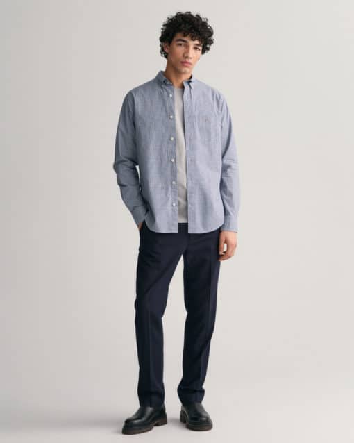 Gant Regular Fit Poplin Micro Shirt College Blue