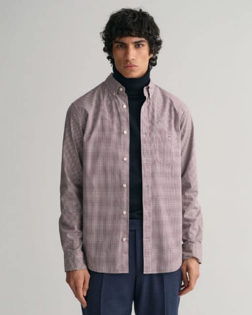 Gant Regular Fit Poplin Micro Shirt Plumped Red