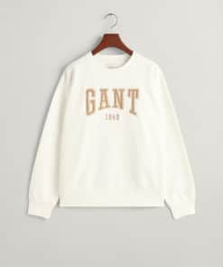 Gant Woman Logo C-Neck Sweat Eggshell