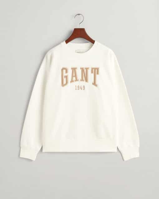 Gant Woman Logo C-Neck Sweat Eggshell