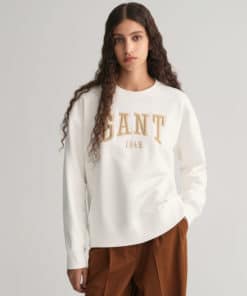 Gant Woman Logo C-Neck Sweat Eggshell
