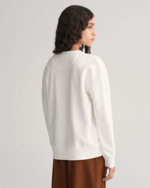 Gant Woman Logo C-Neck Sweat Eggshell