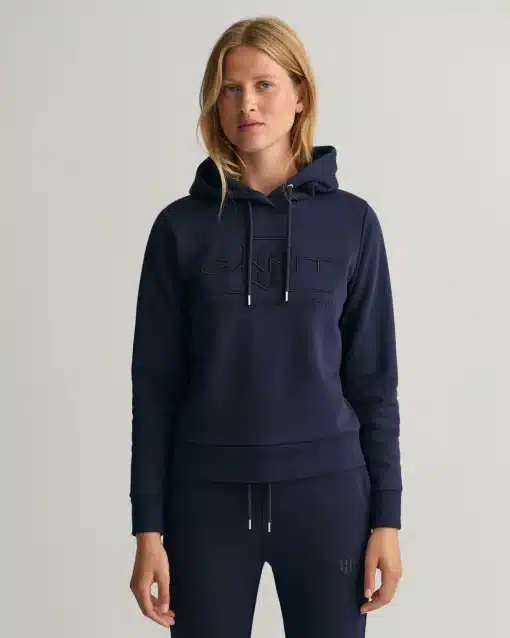 Gant Woman Tonal Archive Shield Sweat Hoodie Evening Blue