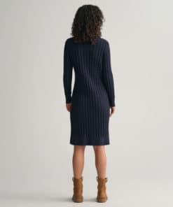 Gant Woman Stretch Cotton Cable Knit Dress Evening Blue