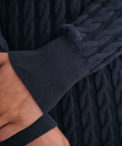 Gant Woman Stretch Cotton Cable Knit Dress Evening Blue