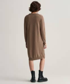 Gant Woman Superfine Lambswool Dress Mole Brown