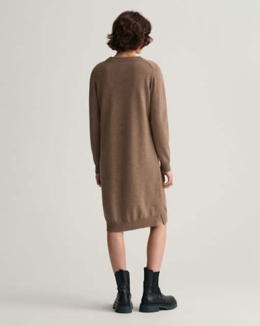 Gant Woman Superfine Lambswool Dress Mole Brown