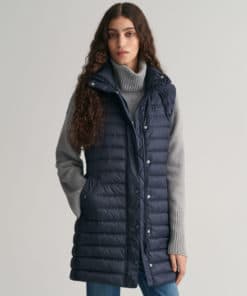 Gant Woman Light Down Long Vest Evening Blue