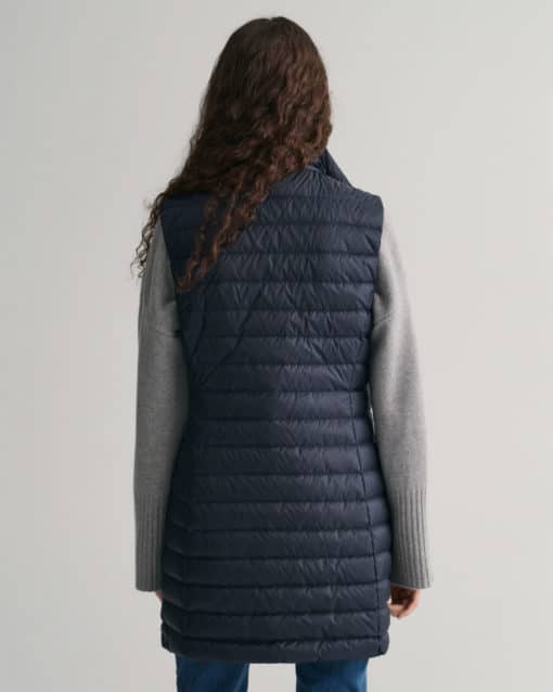 Gant Woman Light Down Long Vest Evening Blue