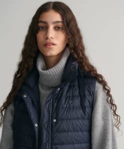 Gant Woman Light Down Long Vest Evening Blue