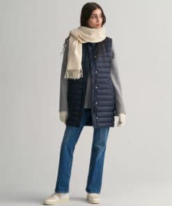 Gant Woman Light Down Long Vest Evening Blue