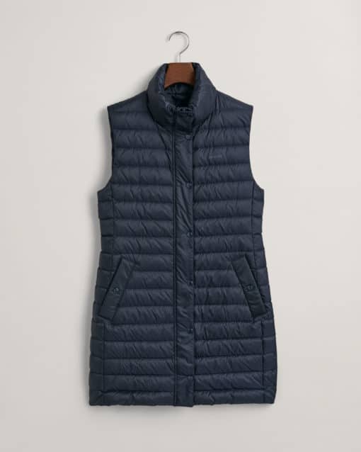 Gant Woman Light Down Long Vest Evening Blue