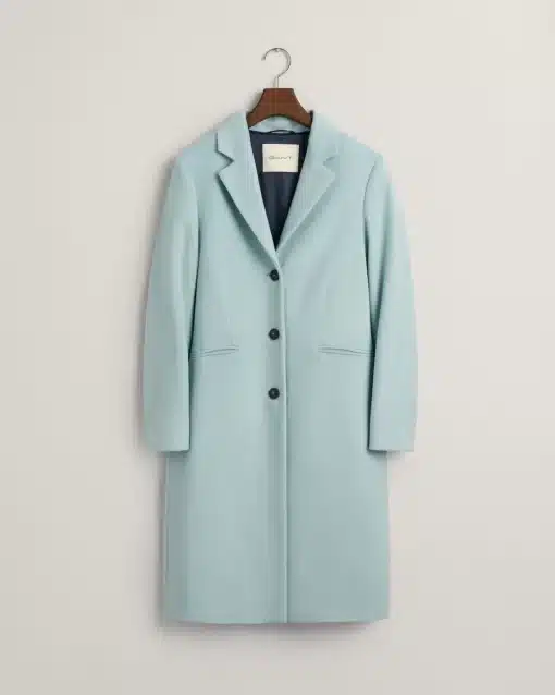Gant Woman Wool Blend Tailored Coat Dusty Turquoise