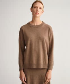 Gant Woman Super Fine Lambswool Crew Neck Sweater Mole Brown