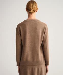 Gant Woman Super Fine Lambswool Crew Neck Sweater Mole Brown
