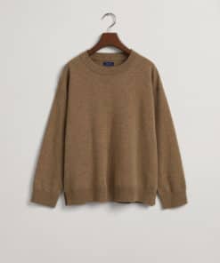 Gant Woman Super Fine Lambswool Crew Neck Sweater Mole Brown